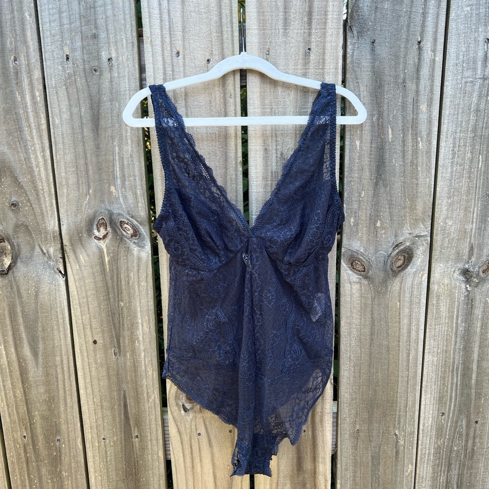 Size medium lace bodysuit, navy, one piece intimates